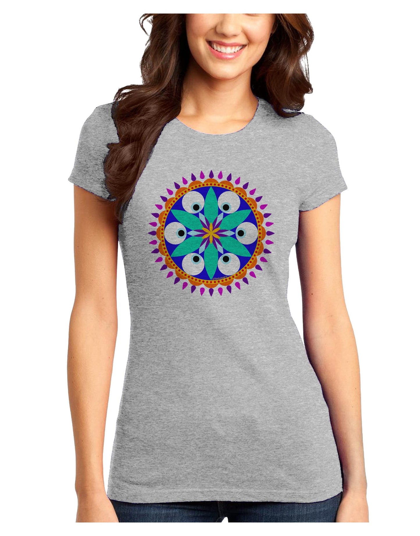 Evil Eye Protection Mandala Juniors T-Shirt-Womens Juniors T-Shirt-TooLoud-Ash-Gray-Juniors Fitted X-Small-Davson Sales