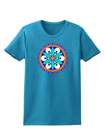 Evil Eye Protection Mandala Womens Dark T-Shirt-TooLoud-Turquoise-X-Small-Davson Sales