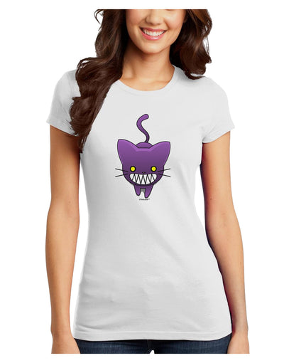 Evil Kitty Juniors Petite T-Shirt-T-Shirts Juniors Tops-TooLoud-White-Juniors Fitted X-Small-Davson Sales