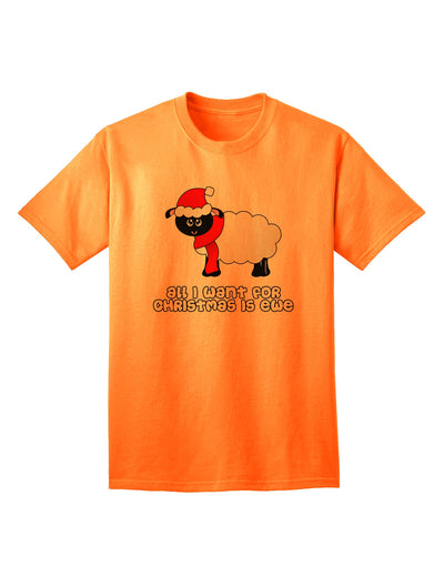 Exclusive Collection: 'All I Want For Christmas Is Ewe' - Premium Sheep Design Adult T-Shirt-Mens T-shirts-TooLoud-Neon-Orange-Small-Davson Sales