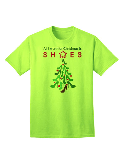 Exclusive Collection: 'All I Want for Christmas is Shoes' - Premium Adult T-Shirt-Mens T-shirts-TooLoud-Neon-Green-Small-Davson Sales