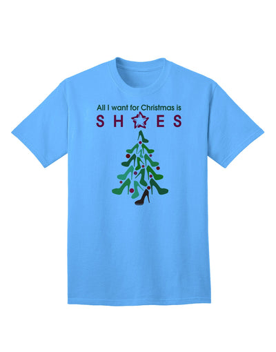 Exclusive Collection: 'All I Want for Christmas is Shoes' - Premium Adult T-Shirt-Mens T-shirts-TooLoud-Aquatic-Blue-Small-Davson Sales