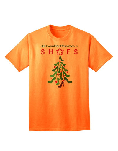 Exclusive Collection: 'All I Want for Christmas is Shoes' - Premium Adult T-Shirt-Mens T-shirts-TooLoud-Neon-Orange-Small-Davson Sales