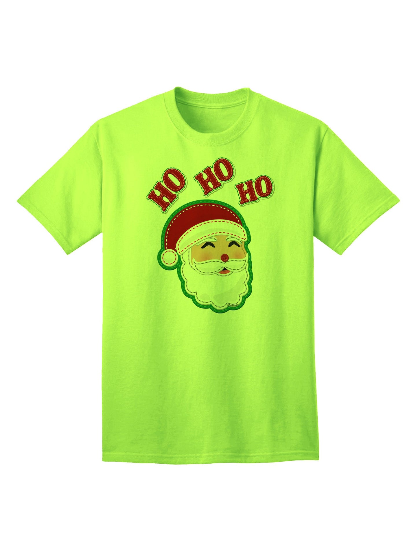 Exclusive Collection: Ho Ho Ho Santa Claus Face Faux Applique Adult T-Shirt - A Festive Ecommerce Special-Mens T-shirts-TooLoud-Neon-Green-Small-Davson Sales