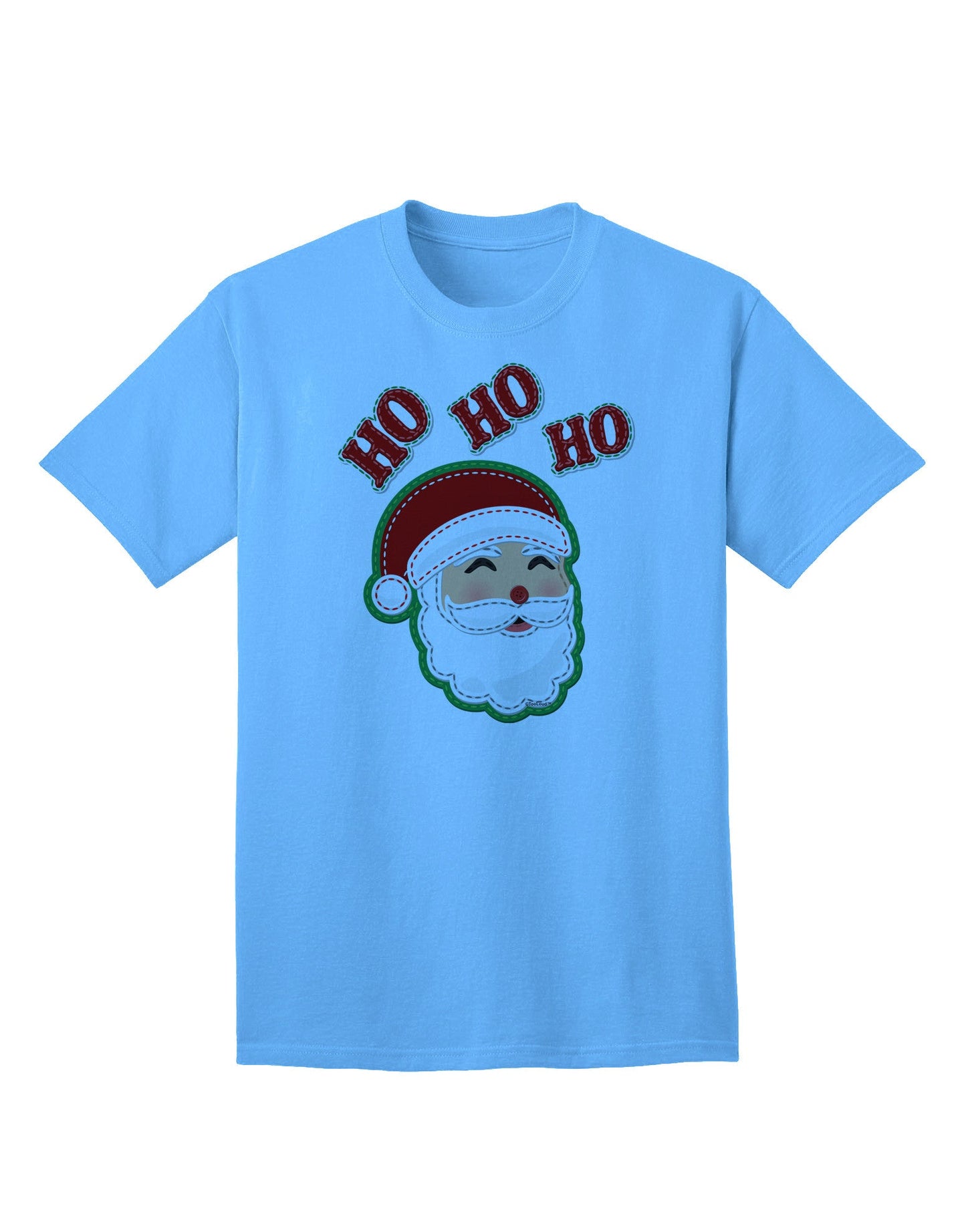 Exclusive Collection: Ho Ho Ho Santa Claus Face Faux Applique Adult T-Shirt - A Festive Ecommerce Special-Mens T-shirts-TooLoud-Aquatic-Blue-Small-Davson Sales