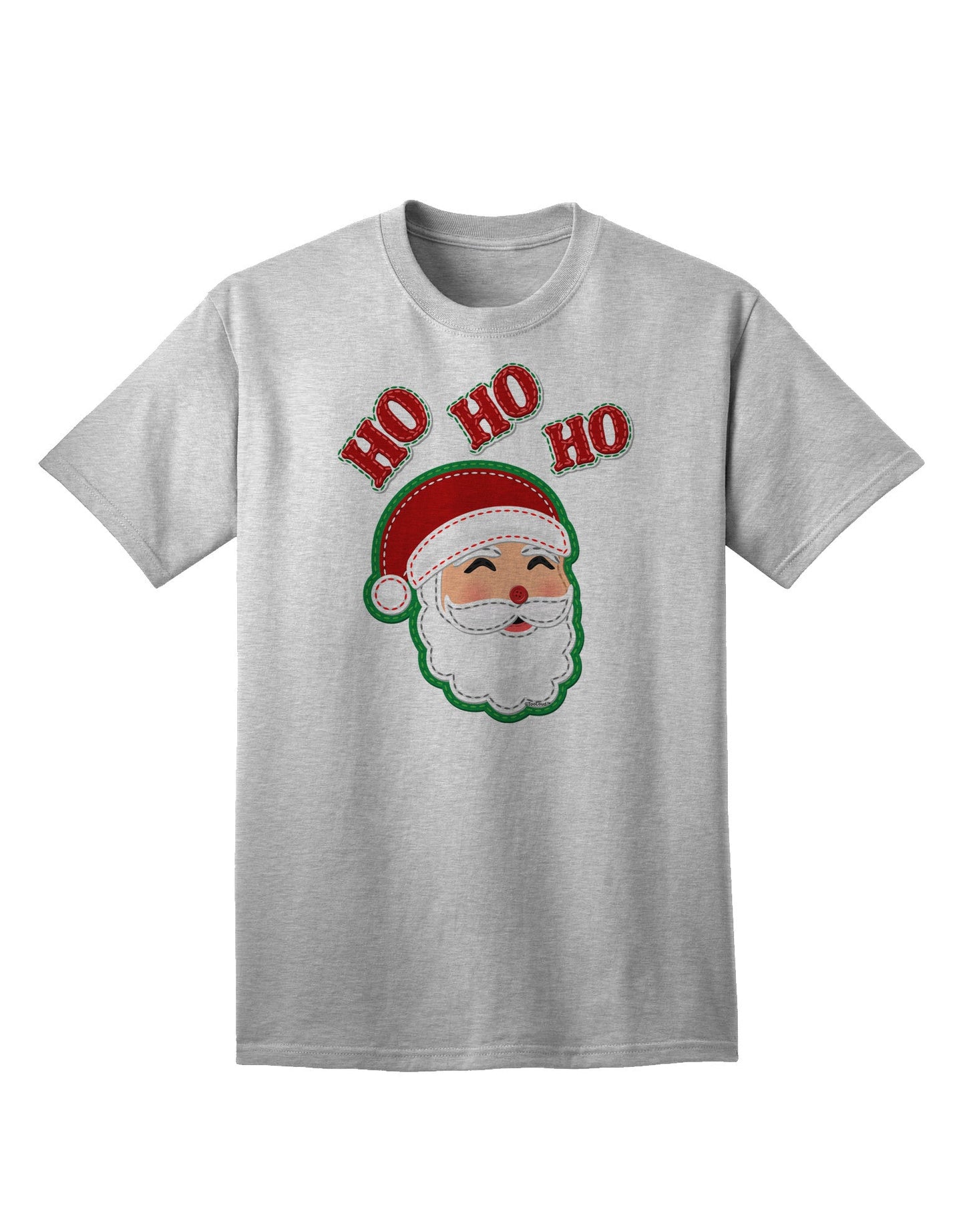 Exclusive Collection: Ho Ho Ho Santa Claus Face Faux Applique Adult T-Shirt - A Festive Ecommerce Special-Mens T-shirts-TooLoud-AshGray-Small-Davson Sales