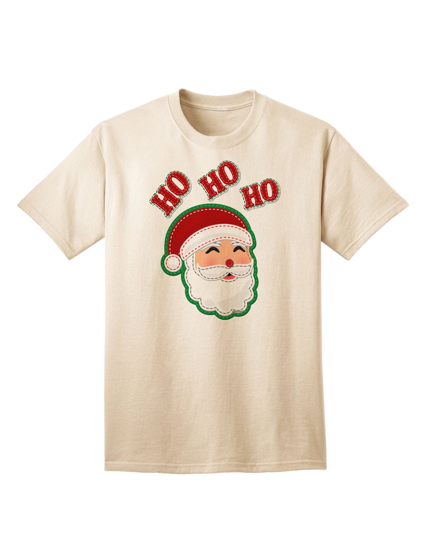 Exclusive Collection: Ho Ho Ho Santa Claus Face Faux Applique Adult T-Shirt - A Festive Ecommerce Special-Mens T-shirts-TooLoud-Natural-Small-Davson Sales
