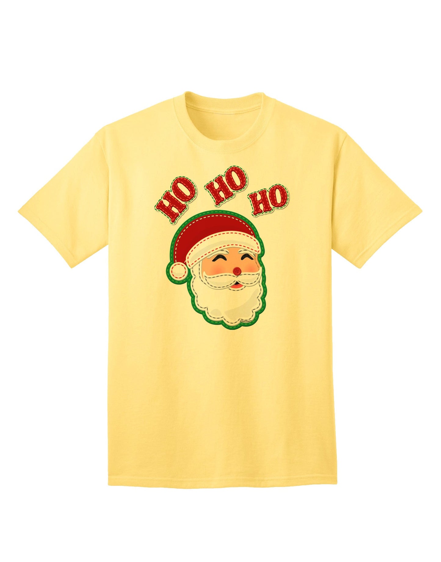 Exclusive Collection: Ho Ho Ho Santa Claus Face Faux Applique Adult T-Shirt - A Festive Ecommerce Special-Mens T-shirts-TooLoud-Yellow-Small-Davson Sales