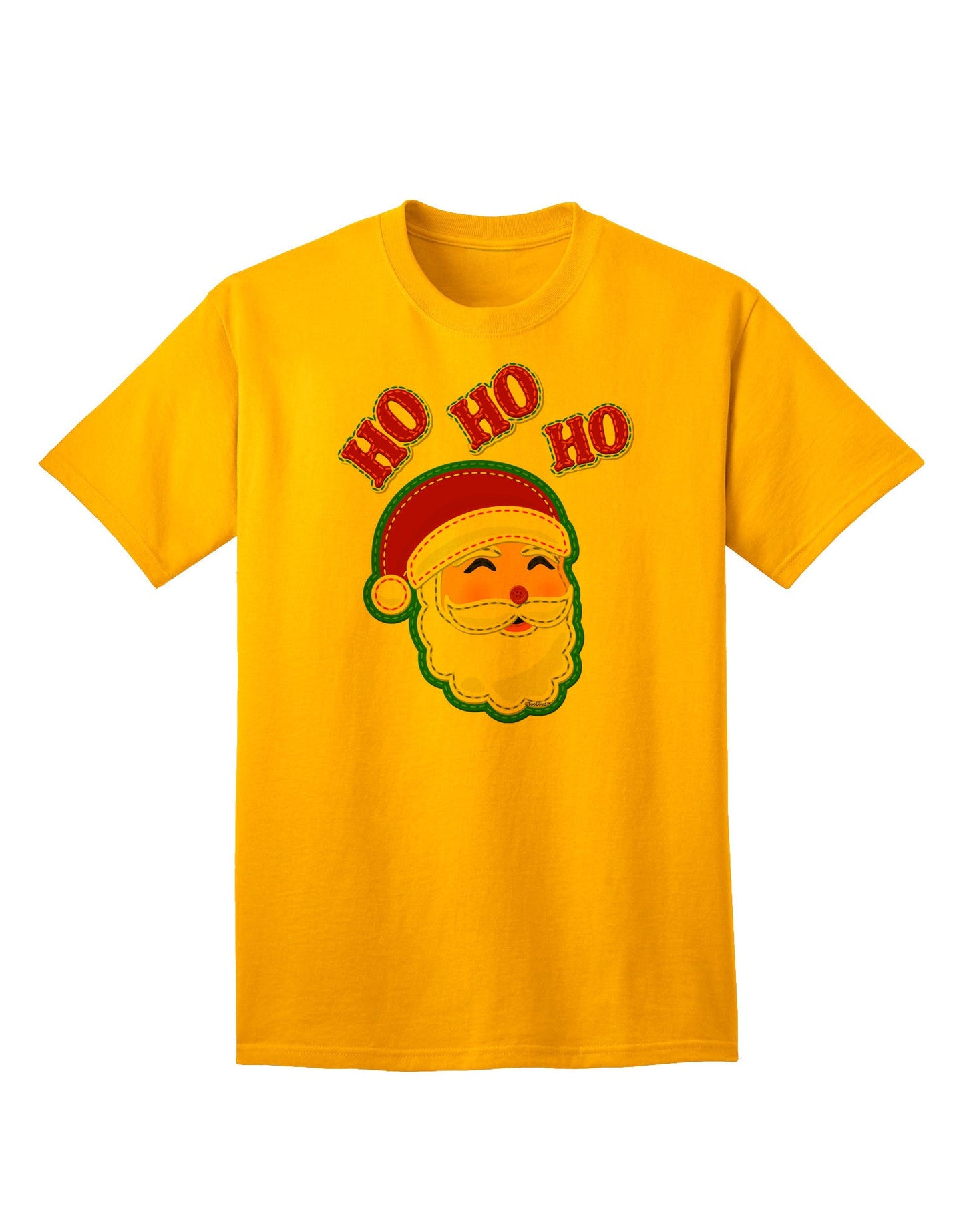 Exclusive Collection: Ho Ho Ho Santa Claus Face Faux Applique Adult T-Shirt - A Festive Ecommerce Special-Mens T-shirts-TooLoud-Gold-Small-Davson Sales