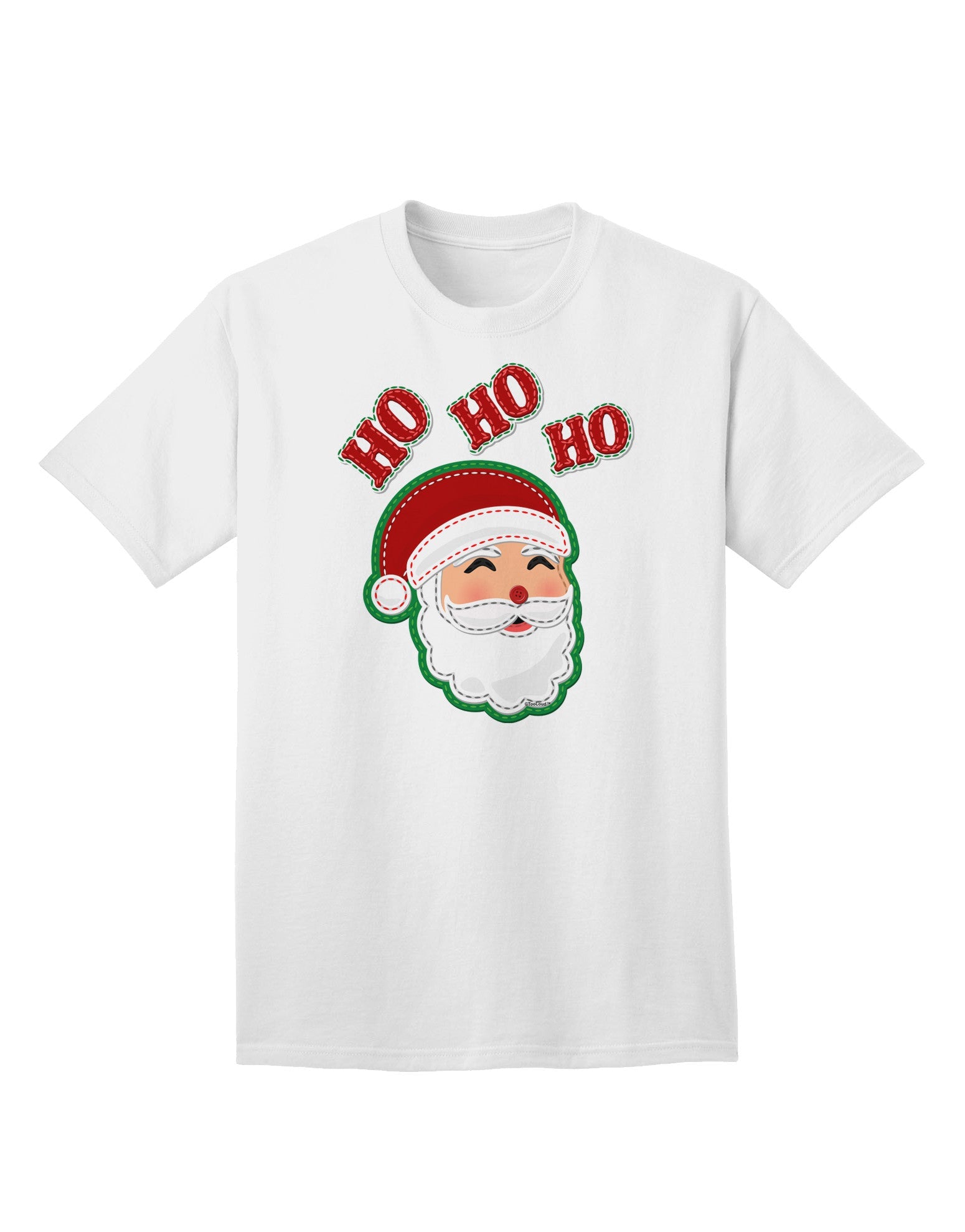 Exclusive Collection: Ho Ho Ho Santa Claus Face Faux Applique Adult T-Shirt - A Festive Ecommerce Special-Mens T-shirts-TooLoud-White-Small-Davson Sales