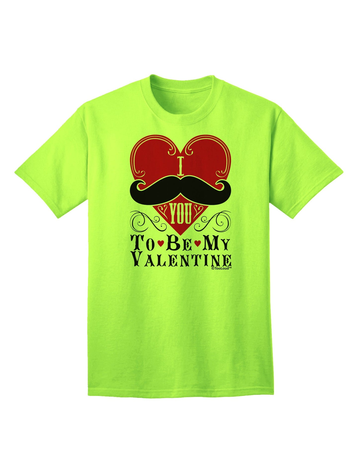 Express Your Love: 'I Mustache You To Be My Valentine' Adult T-Shirt Collection-Mens T-shirts-TooLoud-Neon-Green-Small-Davson Sales