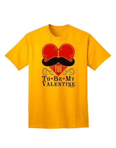 Express Your Love: 'I Mustache You To Be My Valentine' Adult T-Shirt Collection-Mens T-shirts-TooLoud-Gold-Small-Davson Sales