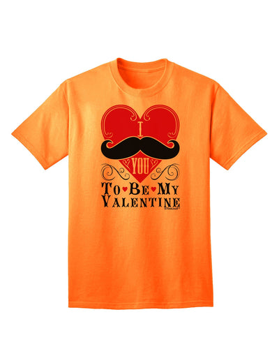 Express Your Love: 'I Mustache You To Be My Valentine' Adult T-Shirt Collection-Mens T-shirts-TooLoud-Neon-Orange-Small-Davson Sales