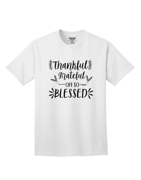 Express your gratitude with our Thankful Grateful Oh So Blessed Adult T-Shirt-Mens T-shirts-TooLoud-White-Small-Davson Sales