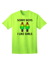 Expressive Identity: 'Sorry Boys, I Like Girls' - Lesbian Rainbow Adult T-Shirt Collection-Mens T-shirts-TooLoud-Neon-Green-Small-Davson Sales