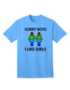 Expressive Identity: 'Sorry Boys, I Like Girls' - Lesbian Rainbow Adult T-Shirt Collection-Mens T-shirts-TooLoud-Aquatic-Blue-Small-Davson Sales