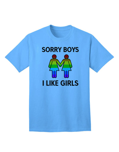 Expressive Identity: 'Sorry Boys, I Like Girls' - Lesbian Rainbow Adult T-Shirt Collection-Mens T-shirts-TooLoud-Aquatic-Blue-Small-Davson Sales