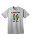 Expressive Identity: 'Sorry Boys, I Like Girls' - Lesbian Rainbow Adult T-Shirt Collection-Mens T-shirts-TooLoud-AshGray-Small-Davson Sales