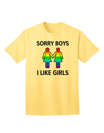 Expressive Identity: 'Sorry Boys, I Like Girls' - Lesbian Rainbow Adult T-Shirt Collection-Mens T-shirts-TooLoud-Yellow-Small-Davson Sales