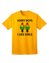Expressive Identity: 'Sorry Boys, I Like Girls' - Lesbian Rainbow Adult T-Shirt Collection-Mens T-shirts-TooLoud-Gold-Small-Davson Sales