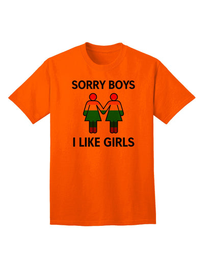 Expressive Identity: 'Sorry Boys, I Like Girls' - Lesbian Rainbow Adult T-Shirt Collection-Mens T-shirts-TooLoud-Orange-Small-Davson Sales