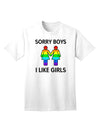 Expressive Identity: 'Sorry Boys, I Like Girls' - Lesbian Rainbow Adult T-Shirt Collection