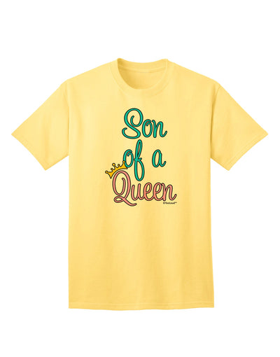 Exquisite Coordinated Attire: Son of a Queen - Adult T-Shirt with Matching Mom and Son Design, Crafted by TooLoud-Mens T-shirts-TooLoud-Yellow-Small-Davson Sales