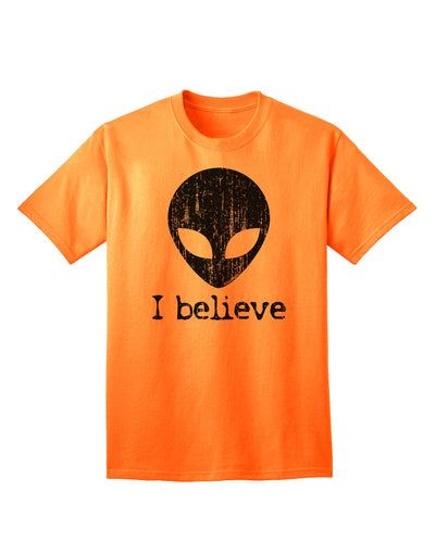 Exquisite Extraterrestrial - I Believe Distressed Adult T-Shirt by TooLoud-Mens T-shirts-TooLoud-Neon-Orange-Small-Davson Sales