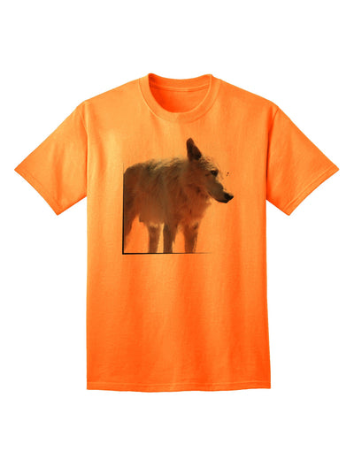 Exquisite Full White Wolf Adult T-Shirt - A Majestic Addition to Your Wardrobe-Mens T-shirts-TooLoud-Neon-Orange-Small-Davson Sales