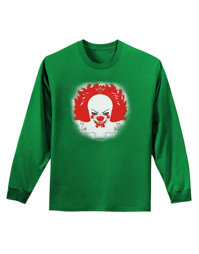 Extra Scary Clown Watercolor Adult Long Sleeve Dark T-Shirt-TooLoud-Kelly-Green-Small-Davson Sales
