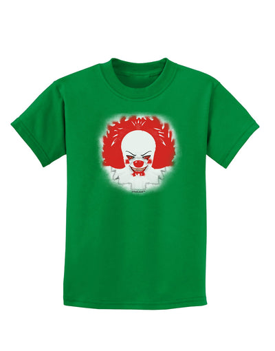 Extra Scary Clown Watercolor Childrens Dark T-Shirt-Childrens T-Shirt-TooLoud-Kelly-Green-X-Small-Davson Sales