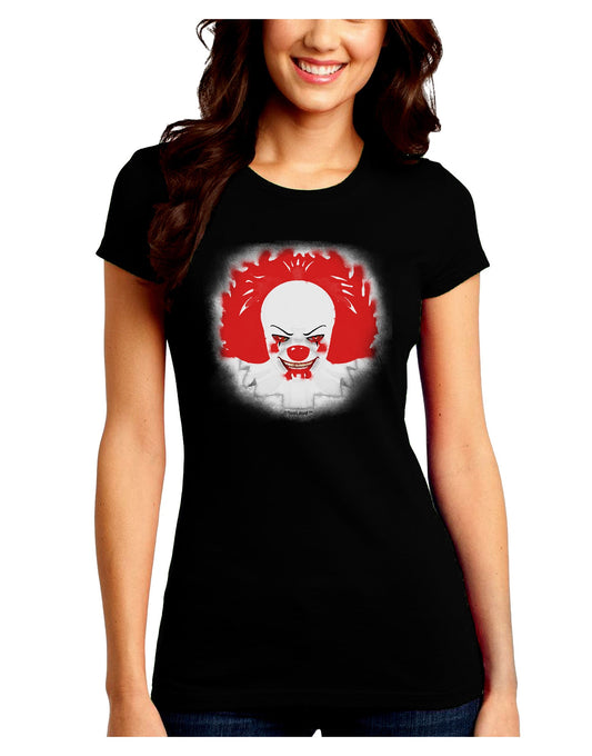 Extra Scary Clown Watercolor Juniors Crew Dark T-Shirt-T-Shirts Juniors Tops-TooLoud-Black-Juniors Fitted Small-Davson Sales