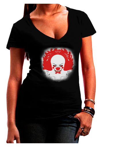 Extra Scary Clown Watercolor Juniors V-Neck Dark T-Shirt-Womens V-Neck T-Shirts-TooLoud-Black-Juniors Fitted Small-Davson Sales