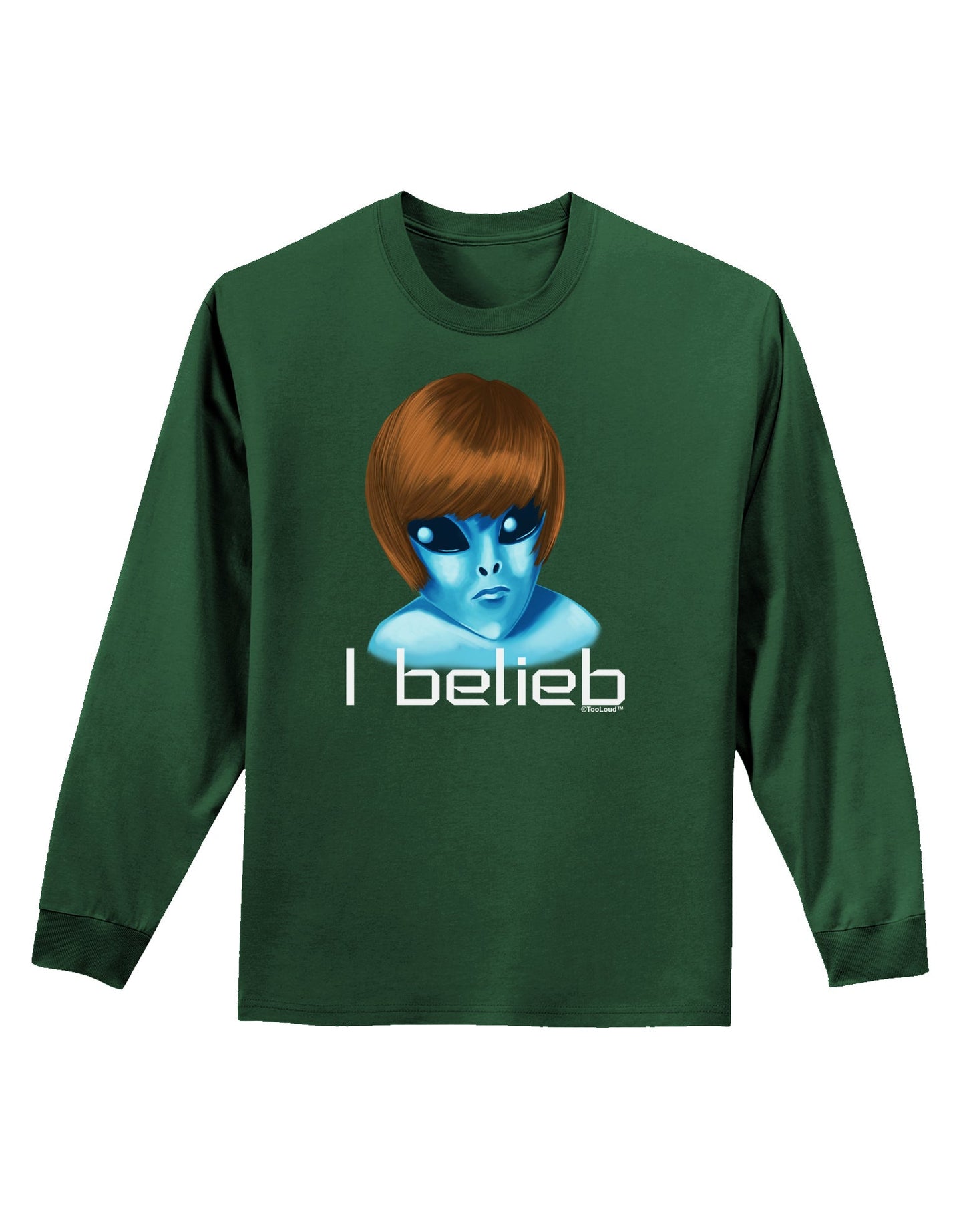Extraterrestial - I Belieb Adult Long Sleeve Dark T-Shirt by TooLoud-TooLoud-Dark-Green-Small-Davson Sales