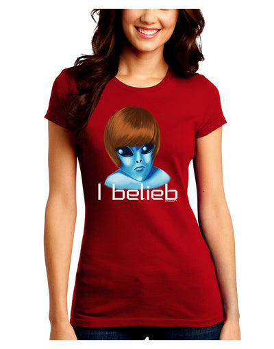 Extraterrestial - I Belieb Juniors Crew Dark T-Shirt by TooLoud-T-Shirts Juniors Tops-TooLoud-Red-Juniors Fitted Small-Davson Sales