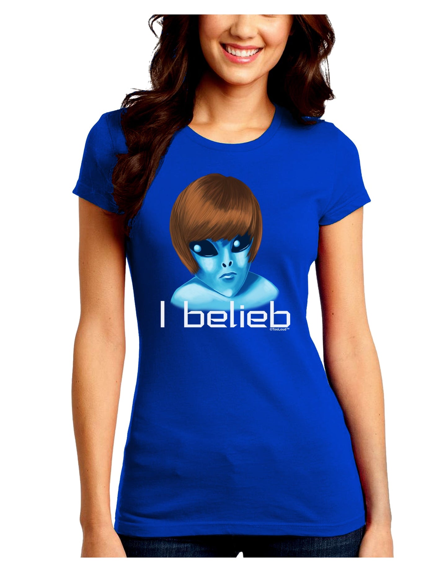 Extraterrestial - I Belieb Juniors Crew Dark T-Shirt by TooLoud-T-Shirts Juniors Tops-TooLoud-Royal-Blue-Juniors Fitted Small-Davson Sales