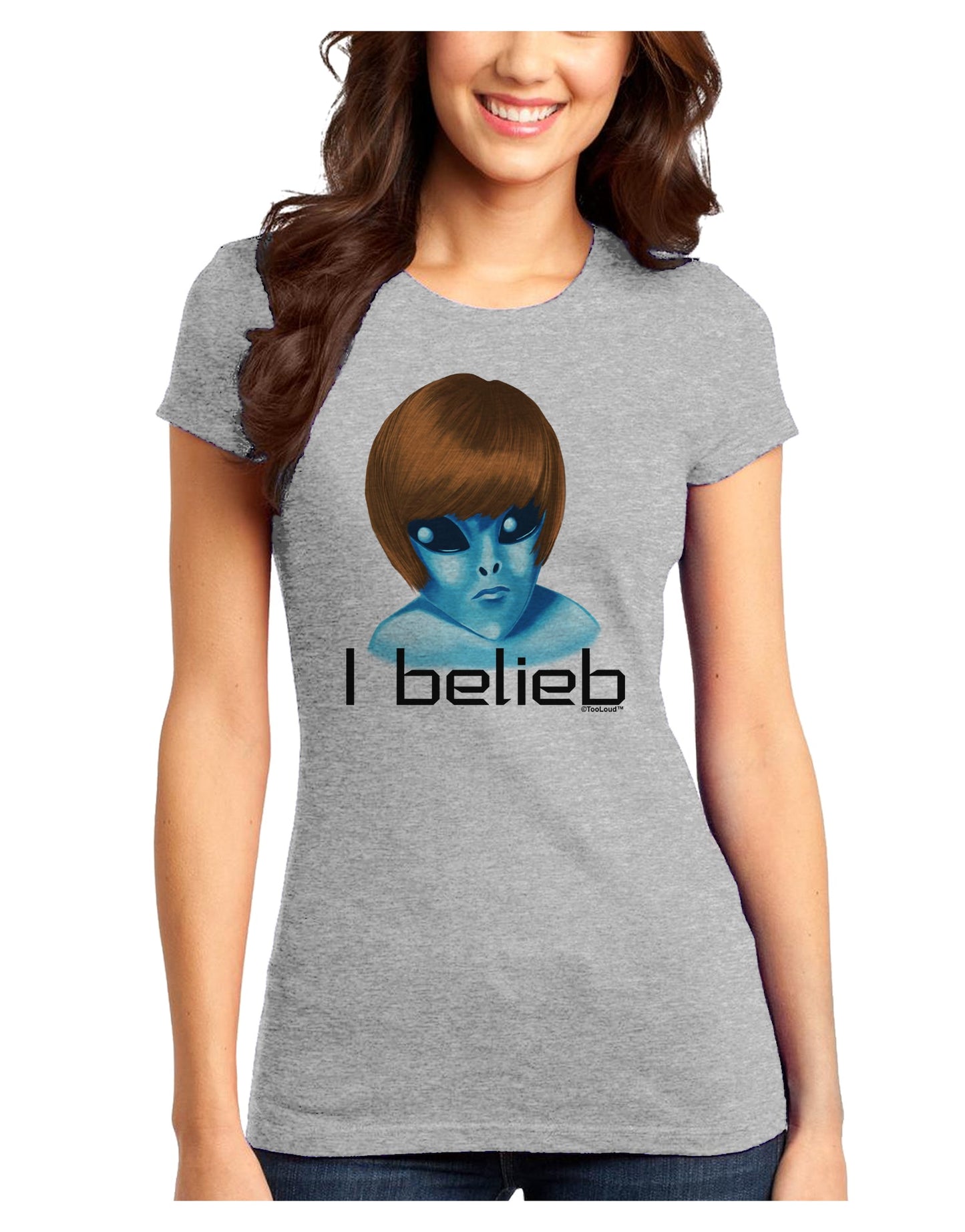 Extraterrestial - I Belieb Juniors T-Shirt by TooLoud-Womens Juniors T-Shirt-TooLoud-Ash-Gray-Juniors Fitted X-Small-Davson Sales