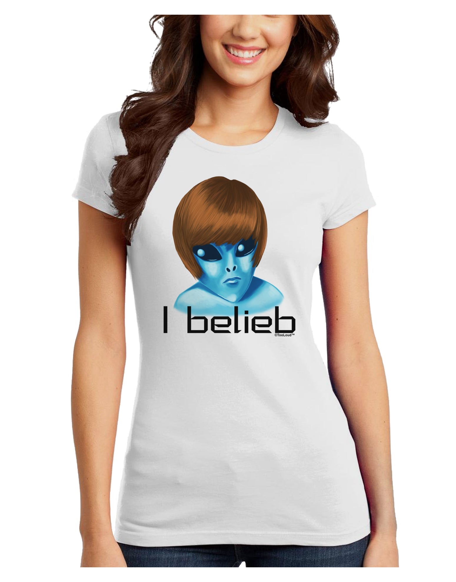 Extraterrestial - I Belieb Juniors T-Shirt by TooLoud-Womens Juniors T-Shirt-TooLoud-White-Juniors Fitted X-Small-Davson Sales
