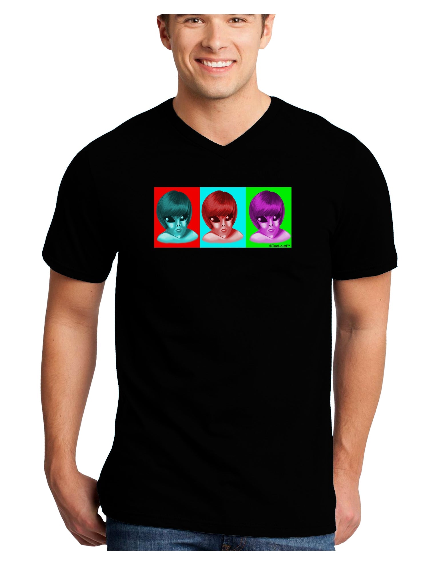Extraterrestial Pop-art #1 Adult Dark V-Neck T-Shirt by TooLoud-Mens V-Neck T-Shirt-TooLoud-Black-Small-Davson Sales