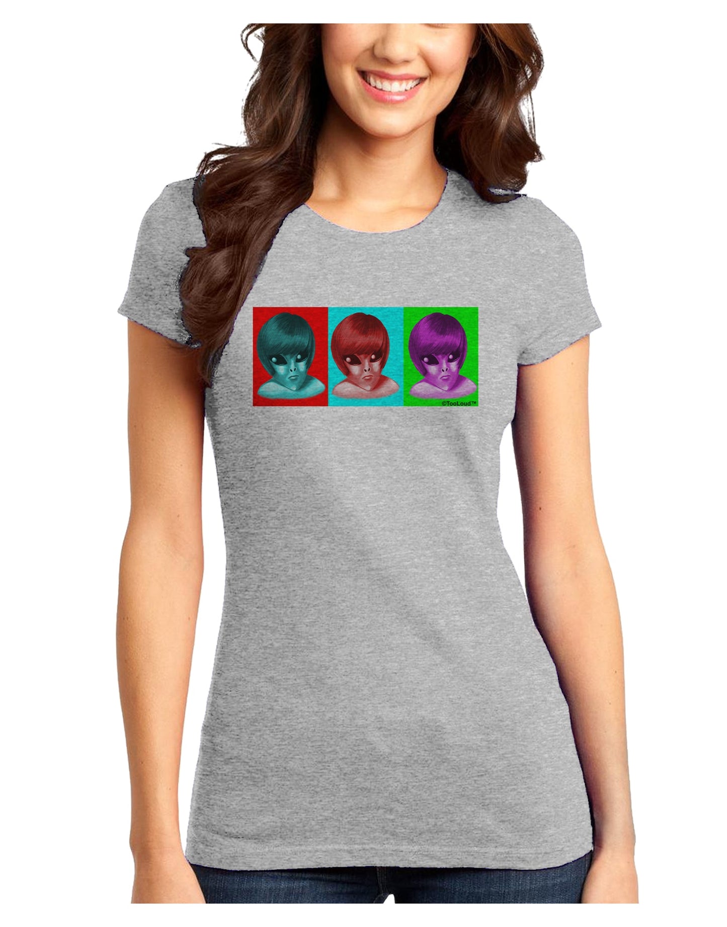 Extraterrestial Pop-art #1 Juniors T-Shirt by TooLoud-Womens Juniors T-Shirt-TooLoud-Ash-Gray-Juniors Fitted X-Small-Davson Sales