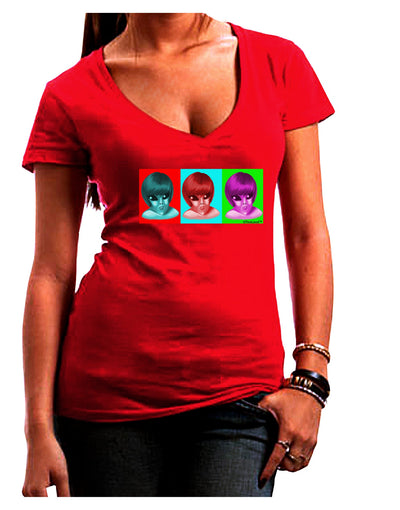 Extraterrestial Pop-art #1 Juniors V-Neck Dark T-Shirt by TooLoud-Womens V-Neck T-Shirts-TooLoud-Red-Juniors Fitted Small-Davson Sales