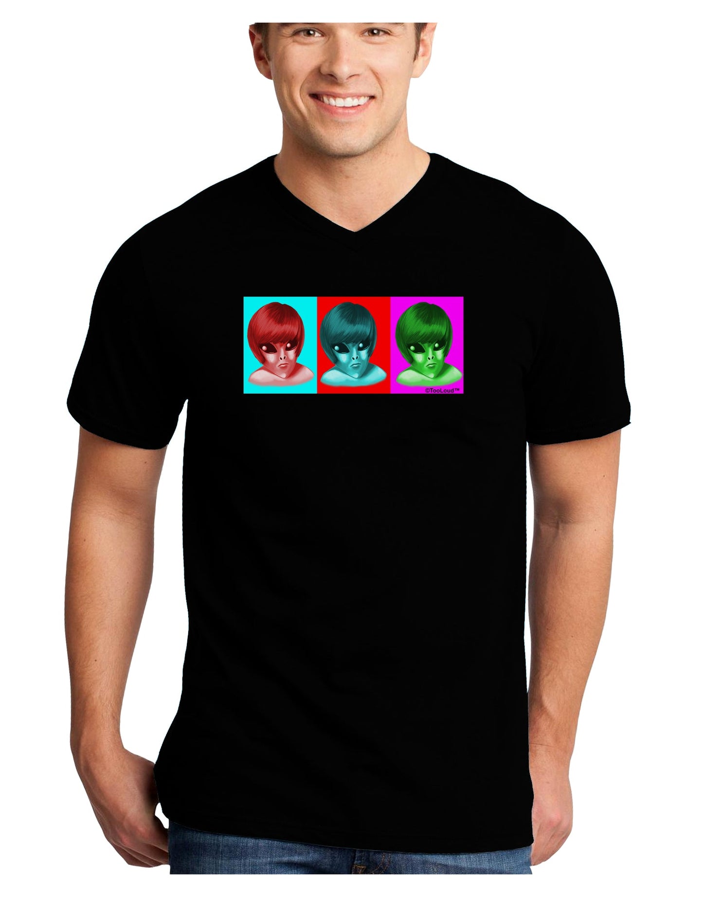 Extraterrestial Pop-art #2 Adult Dark V-Neck T-Shirt by TooLoud-Mens V-Neck T-Shirt-TooLoud-Black-Small-Davson Sales