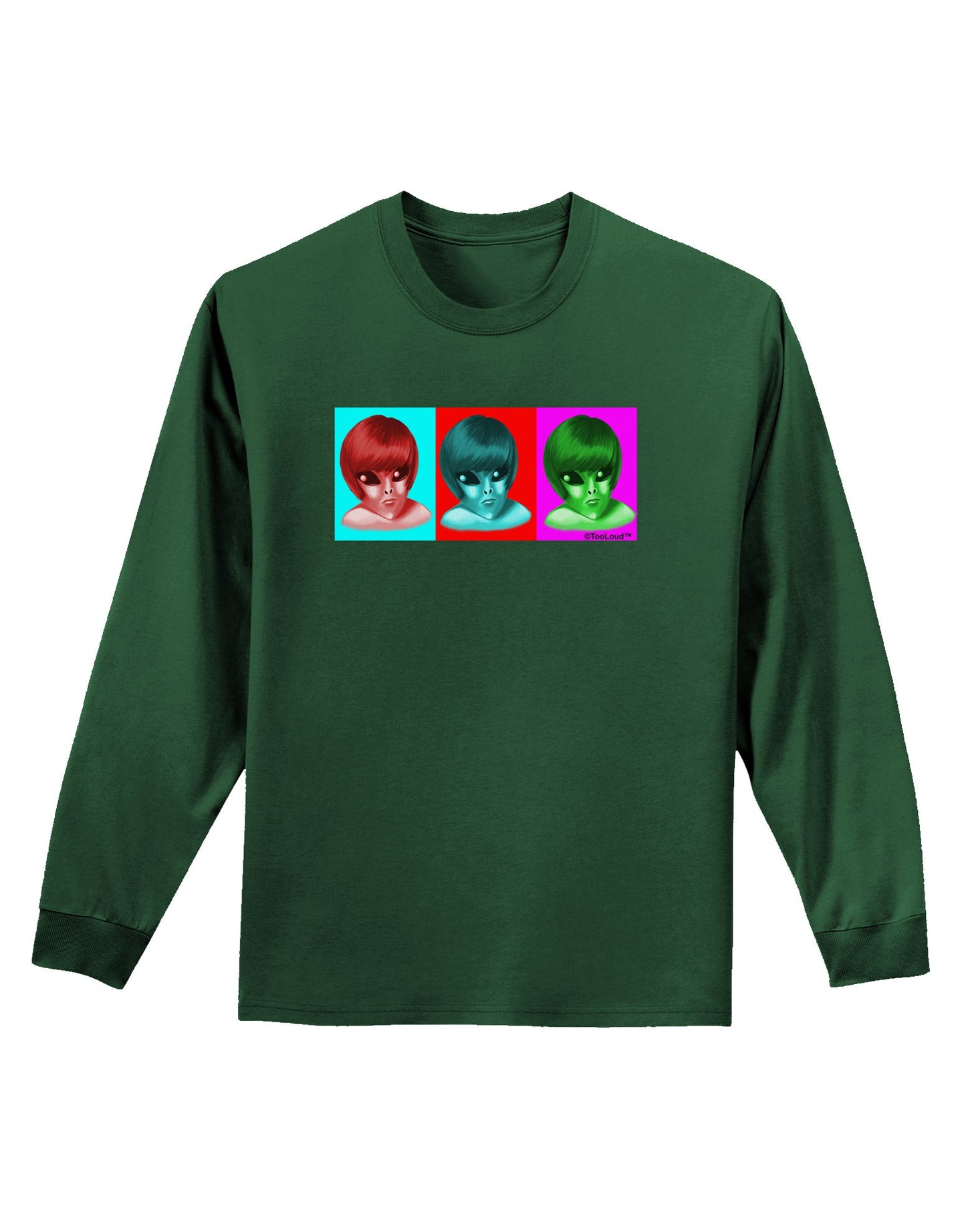 Extraterrestial Pop-art #2 Adult Long Sleeve Dark T-Shirt by TooLoud-TooLoud-Dark-Green-Small-Davson Sales