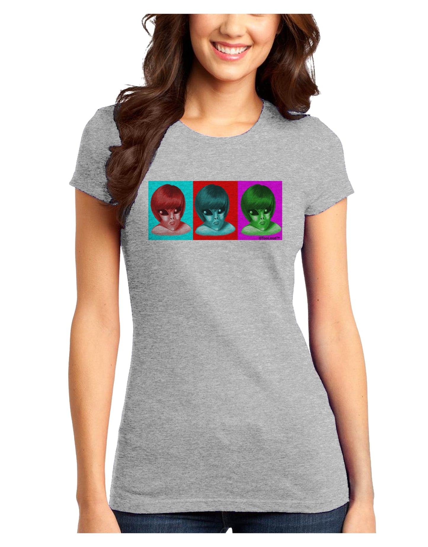 Extraterrestial Pop-art #2 Juniors T-Shirt by TooLoud-Womens Juniors T-Shirt-TooLoud-Ash-Gray-Juniors Fitted X-Small-Davson Sales
