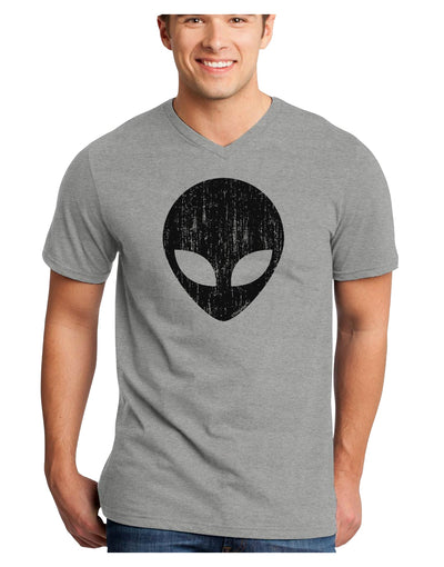 Extraterrestrial Face - Alien Distressed Adult V-Neck T-shirt by TooLoud-Mens V-Neck T-Shirt-TooLoud-HeatherGray-Small-Davson Sales