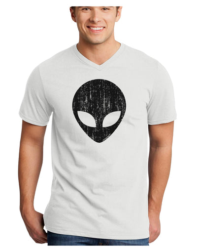 Extraterrestrial Face - Alien Distressed Adult V-Neck T-shirt by TooLoud-Mens V-Neck T-Shirt-TooLoud-White-Small-Davson Sales