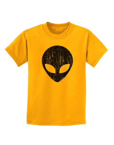 Extraterrestrial Face - Alien Distressed Childrens T-Shirt by TooLoud-Childrens T-Shirt-TooLoud-Gold-X-Small-Davson Sales