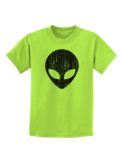 Extraterrestrial Face - Alien Distressed Childrens T-Shirt by TooLoud-Childrens T-Shirt-TooLoud-Lime-Green-X-Small-Davson Sales