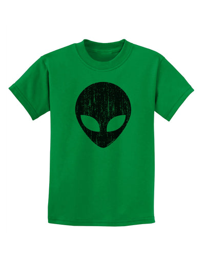 Extraterrestrial Face - Alien Distressed Childrens T-Shirt by TooLoud-Childrens T-Shirt-TooLoud-Kelly-Green-X-Small-Davson Sales