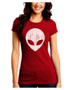 Extraterrestrial Face - Alien Distressed Juniors Crew Dark T-Shirt by TooLoud-T-Shirts Juniors Tops-TooLoud-Red-Juniors Fitted Small-Davson Sales